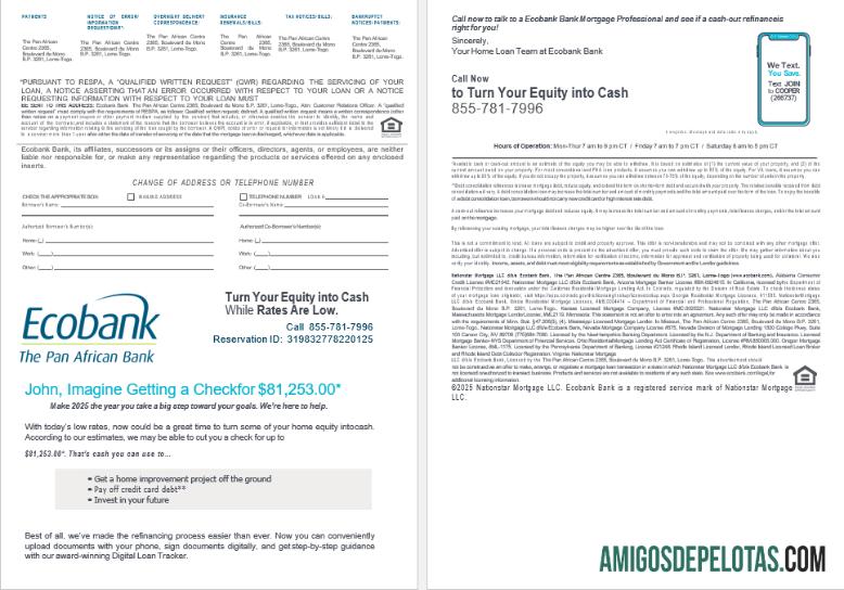 Extrato de empréstimo hipotecário do Togo Ecobank Bank em formatos Word e PDF, 4 páginas 3 4 amostra